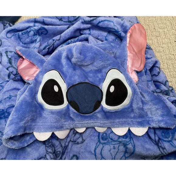 Disney Lilo & Stitch Pajama PJ Jumpsuit One Piece Sleepwar Adult XL Hood - Picture 9 of 9